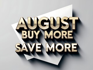 August promotion design featuring buy more save more text.