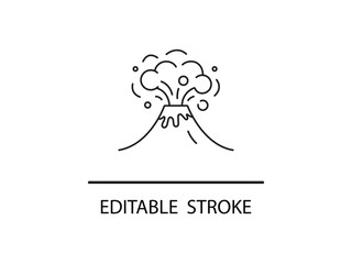 Dynamic volcano eruption with smoke and lava in striking line art style, an eye catching illustration for nature and science projects.