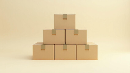 Obraz premium Blank Cardboard Product Box for Packaging Mockup on Neutral Background