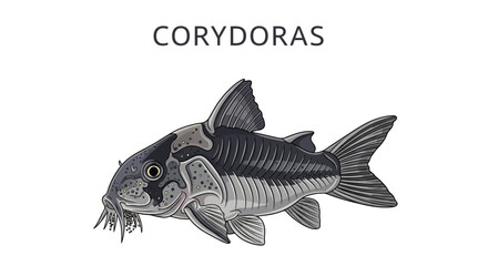 Obraz premium Corydoras Catfish with Pet Fish, and Isolated.