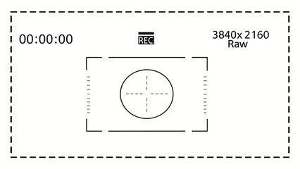 Vector art of digital camera viewfinder screen showing recording mode and resolution