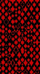Red geometric star and diamond pattern on black