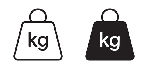 Weight icon set in outline and flat style , Iron dumbbell symbol  , vector illustration . 