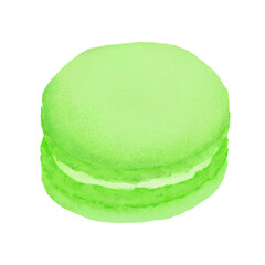 Digital Painted Dessert Illustration – Green Macaron