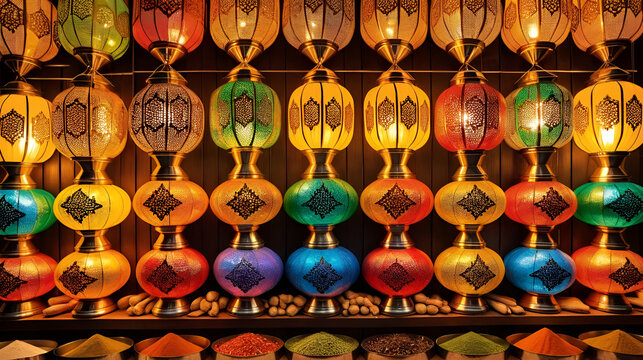 Vibrant Muttrah Souq Spices Lanterns and Arabian Culture