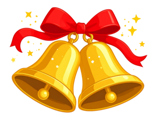  Cute Cartoon Christmas Bells with Sparkles and Star Effects