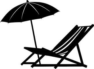 beach chair and umbrella silhouette vector, summer vector