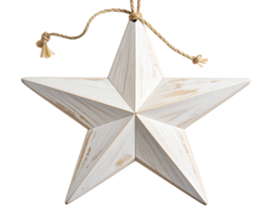  Handcrafted Rustic Wooden Christmas Star with Twine Hanger – Flat Lay