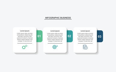 design template banner infographic. 3 step process information or presentation with icons