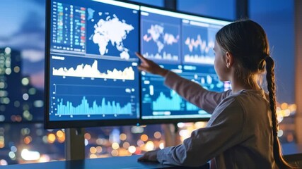 Child interacting with data screens - Powered by Adobe