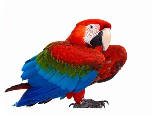 Fototapeta premium Colorful Scarlet Macaw Parrot Isolated on White Background
