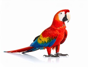 Obraz premium Scarlet Macaw Parrot Isolated on White Background