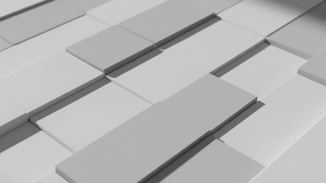 Dynamic White and Grey Abstract Geometric Blocks Background Video Clean Minimal 3D Animation for Corporate Technology Business Presentations and Modern Intros O