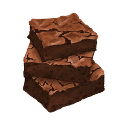Digital Painted Dessert Illustration – Chocolate Brownie
