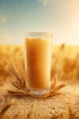 Glass of Barley Drink with Golden Light