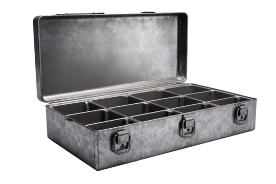 Open Metal Storage Box with Compartments