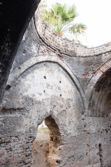 Ruins of a historical hamam in Iznik, Bursa, Turkiye