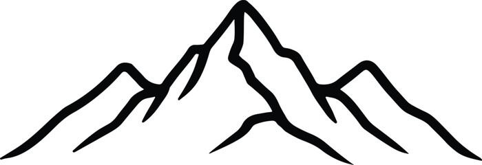 Obraz premium Black and white graphic illustration of a mountain range peak silhouette vector