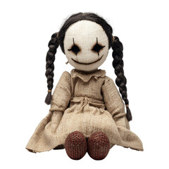 Chilling encounter with creepy doll abandoned location horror photography eerie atmosphere close-up view unsettling concept