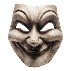 Creepy clown mask art halloween decor product photography indoor setting close-up fun concept