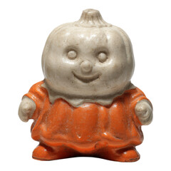 Cheerful pumpkin figurine creative studio decorative object indoor setting close-up whimsical charm