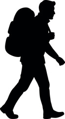 Silhouette hiker backpacking adventure