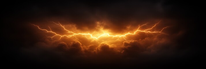 Dramatic electric lightning across dark stormy skies