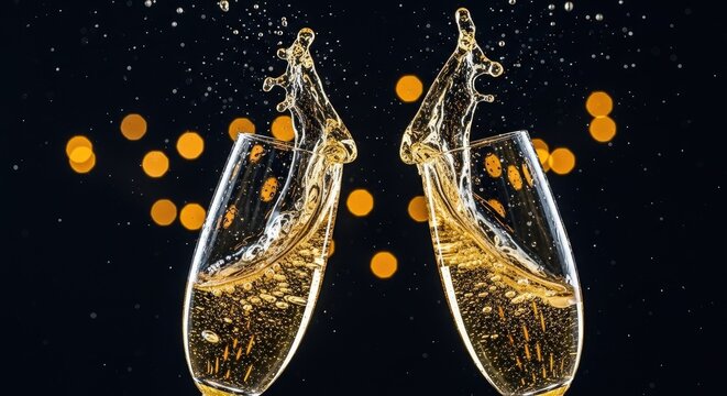 Champagne splashing celebration glasses bub bubbles