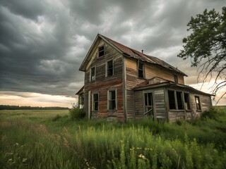 Abandoned Farmhouse on a Stormy Day