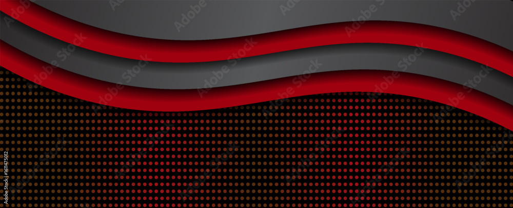 Poster vector red line background curve element with dark space for text and message design, overlapping la