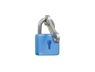 broken lock icon 3d illustration render