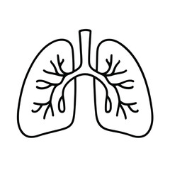 Simple Lung Icon Outline – Human Respiratory Organ Line Drawing