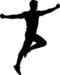 Silhouette of a victorious male athlete celebrating