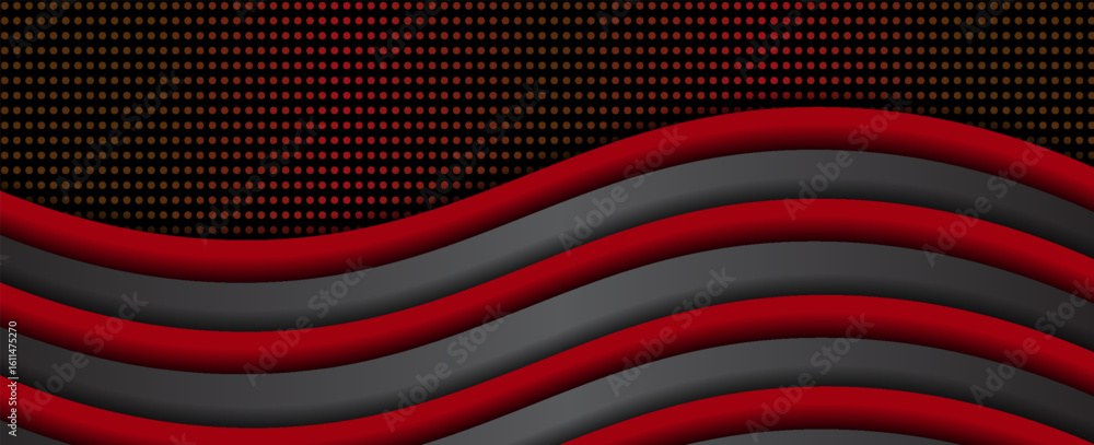 Poster vector red line background curve element with dark space for text and message design, overlapping la