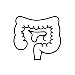 Human Digestive Tract Line Art Icon – Large Intestine and Colon Anatomy Illustration