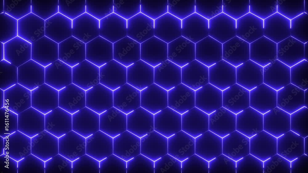 Poster intricate hexagonal pattern with digital glow for technology backgrounds and designs abstract hexago