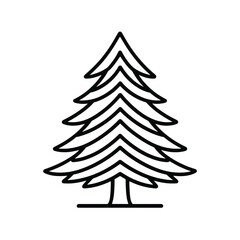 Pine Tree Outline Vector | Christmas Tree Line Art Icon