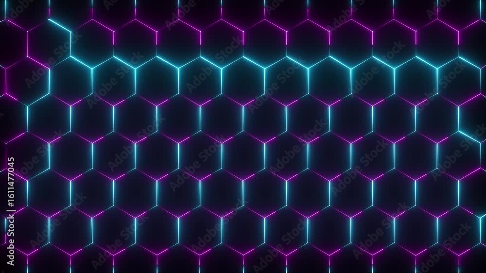Poster intricate hexagonal pattern with digital glow for technology backgrounds and designs abstract hexago