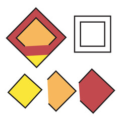 Red yellow orange geometric shapes on white background