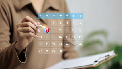 Digital Calendar with Target Icon for Task Scheduling