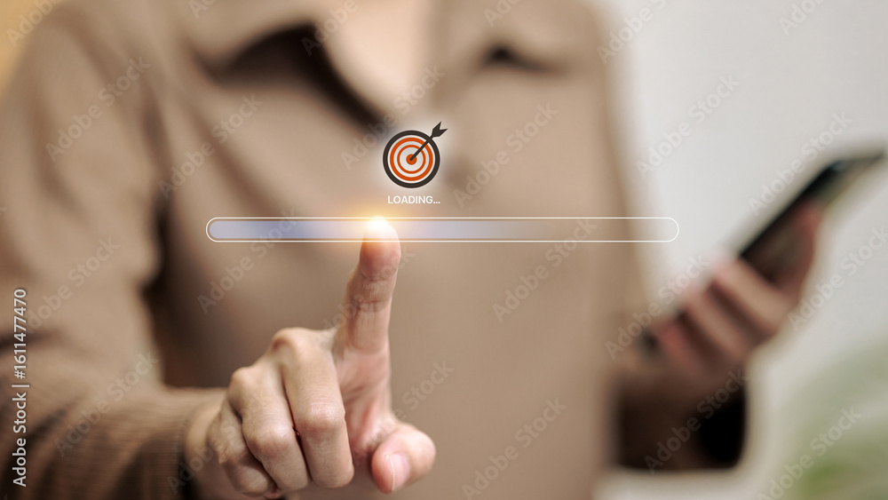 Poster loading progress bar with goal and finger touch interface