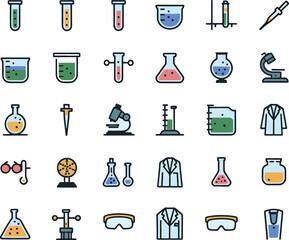laboratory items icon bundle set colorful line art design stock royalty free image premium quality