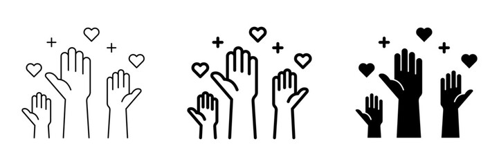 Vector line icon related to volunteers and charity work. Perfect Line. Editable Stroke.