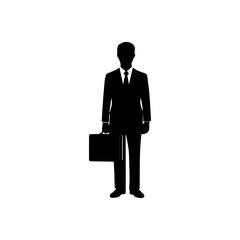 Businessman in Suit Holding a Briefcase and Standing Tall