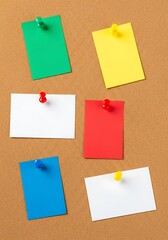 Colorful notes pinned to a corkboard for messages