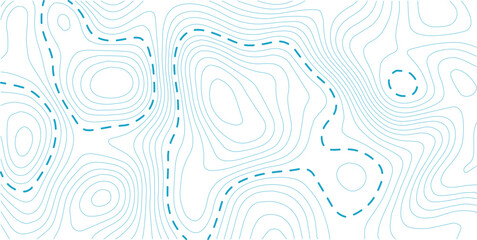 Ocean topographic line map with curvy wave isolines vector illustration. Sea depth topographic landscape surface for nautical radar readings. Cartography texture abstract banner of relief ocean floor.