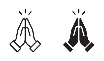 Folded Hands Sign for Gratitude. Praying hands icon , Prayer and Respect Icon.  Thank You Emoji. vector illustration . 