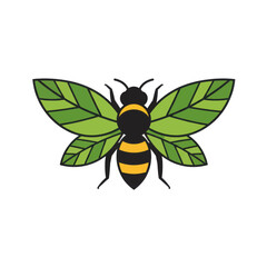 Colorful Bee with Leaf Wings, a Nature-Inspired Design