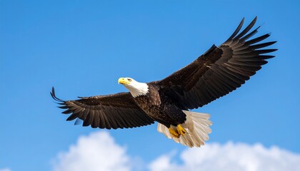 Obraz premium Majestic eagle soaring in clear sky