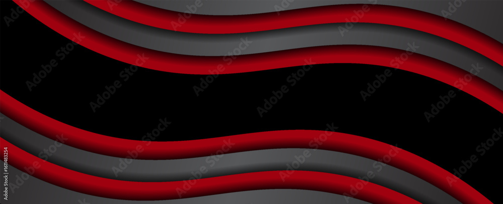 Poster vector red line background curve element with dark space for text and message design, overlapping la